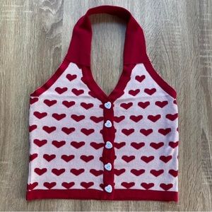 Knit Two Tone Halter Top 💞